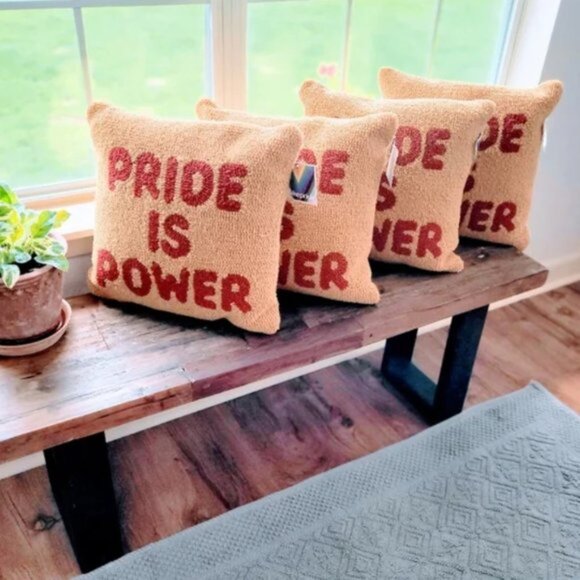 NWT Pride is Power LGBTQIA+ Mustard and Red Accent Pillow - Picture 2 of 4